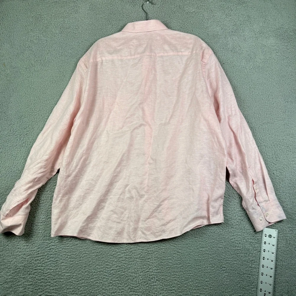 UNTUCKit Men's XXX Large Pink Linen Wrinkle Resistant Button Down‎ Shirt